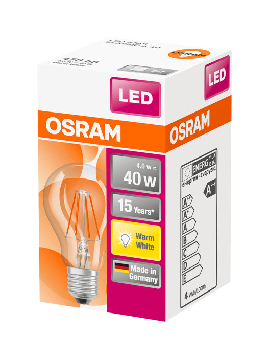 Osram LED Star Classic klar standardpære E27 4 W